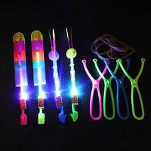 Load image into Gallery viewer, 1200Pack Luminous Slingshot Flying Arrow Toy, Flash Light Up Ejection Rocket, LED Light Flying Sword & Bamboo Dragonfly, Outdoor Night Game Toy for Kids