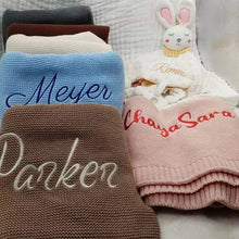 Load image into Gallery viewer, Diy Name Customized Infant Swaddle Baby Blanket for Newborn Receiving Wrap Bed Cover Sheet 80x100 Knitted Sofa Nap Bedding Quilt

