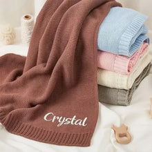 Load image into Gallery viewer, Diy Name Customized Infant Swaddle Baby Blanket for Newborn Receiving Wrap Bed Cover Sheet 80x100 Knitted Sofa Nap Bedding Quilt
