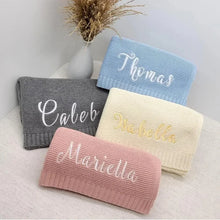 Load image into Gallery viewer, Diy Name Customized Infant Swaddle Baby Blanket for Newborn Receiving Wrap Bed Cover Sheet 80x100 Knitted Sofa Nap Bedding Quilt
